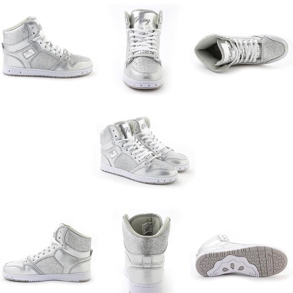 Pastry Women's Glam Pie Glitter High Top Sneakers (5.5 women’s) (SILVER) - Picture 3 of 4
